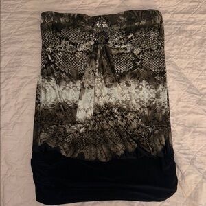 Daytrip Black and Gray Strapless Top